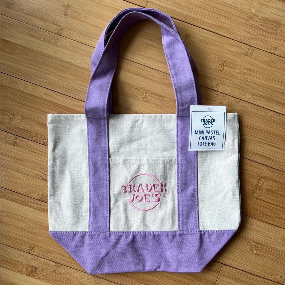 Trader Joe’s Pastel Purple and Cream Mini Tote Bag - New with Tags